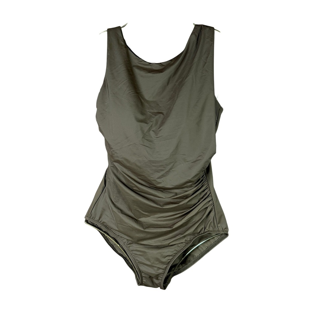 Lands' End Women's 8 Rich Coffee‎ One Piece Ruched Tummy Control Swimsuit